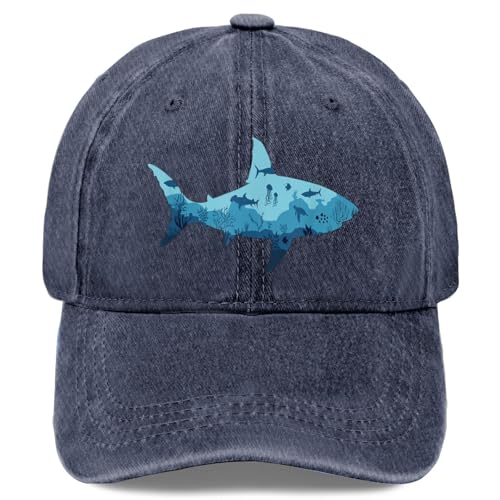 Shark Animals Graphic Marine Biology Sea Ocean Shark Lover Hat for Mens Fashion