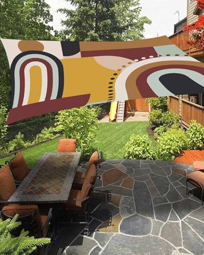 Sun Shade Sails 6.5' x 10' Mid-Century Modern Geometric Abstract