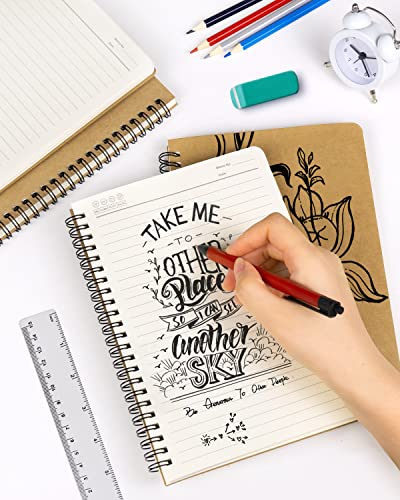 Dynta Spiral Notebooks A5 Lined 5Pcs College Ruled Journals Bulk Thick Paper For Work, Study, Notes Taking, Gifts 120 Pages/60 Sheets Kraft Brown #TOP4