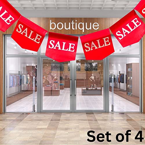 Sale Signs, Sale Flags Pennant, Banner 7.7 Inches X 6.5 Ft. Red And White Sign Garland For Retail Store, Business, Residential, Garage Or Yard Sale. Bright And Highly Visible, Easy To Hang (Red 4) #TOP2