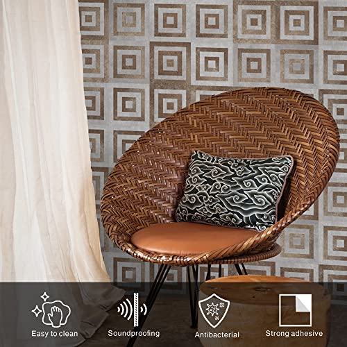 Colamo Luxury Peel And Stick Backsplash,Large Square Faux Stone Tile,Self Adhesive Smart 3D Waterproof Mosaic,Geometric Marble,Stick On Accent Wall For Kitchen,Living Room,Fireplace(1Pcs,Brown Grey) #TOP2