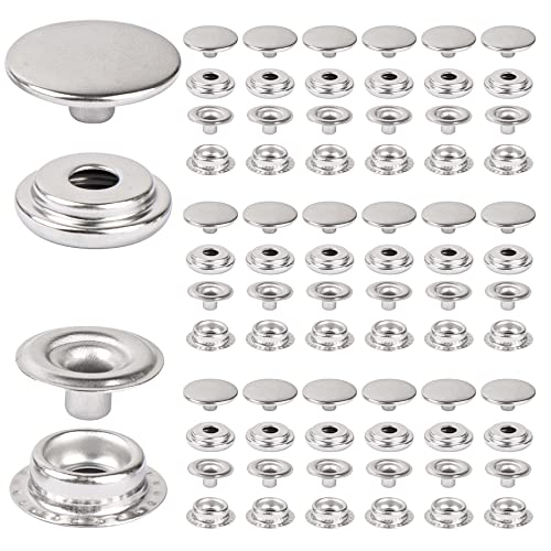 Framendino, 200 Pack Stainless Steel Snap Fastener Kit, 15mm Heavy Duty Button Press Stud Cap for Marine Boat Canvas Bag Leather DIY Craft