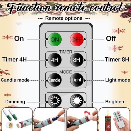 Image of Aurelema 6pcs Krampus Flameless LED Taper Candles Remote Control Decor Gift