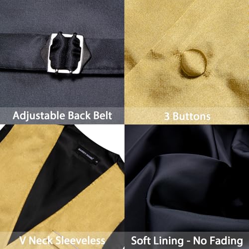 Image of Barry.Wang Vest for Men Business /Leisure Dress Suit Vests V-neck 2 Pockets Wedding Party Tuxedo Satin Waistcoat