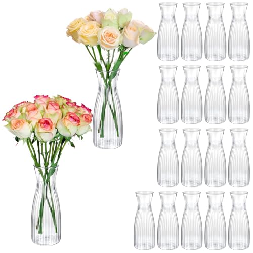 20Pcs Plastic Bud Vases Small Plastic Vases in Bulk, Clear
