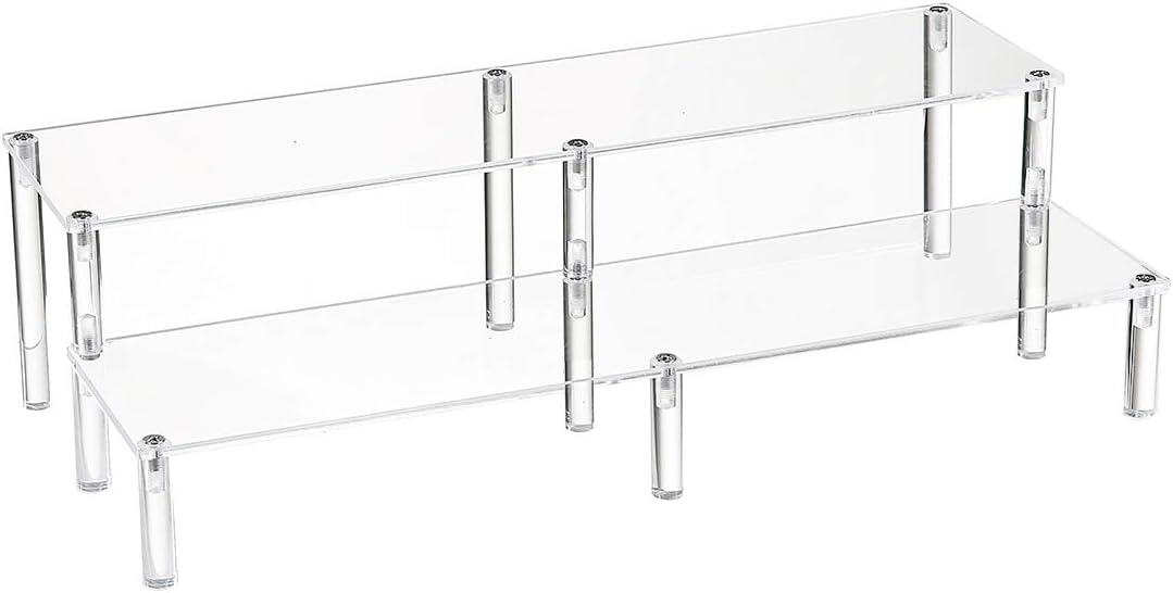 BYCY 2 Tier Clear Acrylic Display Stand Cupcakes Holder, Dessert Display Riser for Great Event, Birthday Party, Wedding Party ( 1 Pack - 16" X 6.9" X 4.25" )