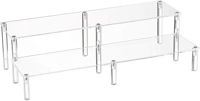 BYCY 2 Tier Clear Acrylic Display Stand Cupcakes Holder, Dessert Display Riser for Great Event, Birthday Party, Wedding Party ( 1 Pack - 16" X 6.9" X 4.25" )