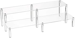 BYCY 2 Tier Clear Acrylic Display Stand Cupcakes Holder, Dessert Display Riser for Great Event, Birthday Party, Wedding Party ( 1 Pack - 16" X 6.9" X 4.25" )