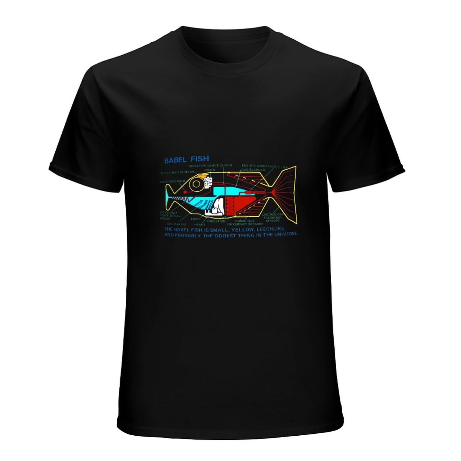 Babel Fish H2G2 Mens T-Shirt Black Graphic Unisex Tee Shirt XL