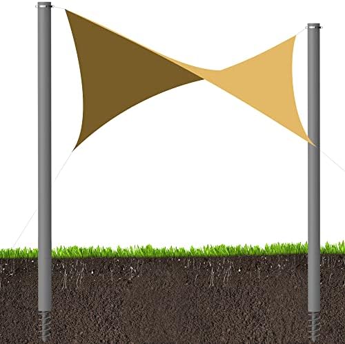 Lonseng Shade Sail Poles, Heavy Duty Sun Shade Poles, Screw in Poles for Sun Shades Outdoor, 12 Ft Sun Shade Sail Poles with D-Clamps, 2.28" Sun Shade Pole Kit for Ground Soil Backyard, 2 Packs