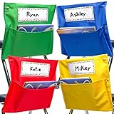 Really Good Stuff - Store More Grouping Chair Pockets - Set of 8 - Classroom Organizing, Rainbow Colors – Premium Canvas Pocket Chair Organizer Keeps Students Organized and Classrooms Neat
