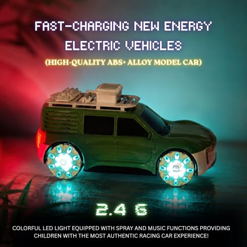 Image of 2.4GHz RC Adventure SUV Car for Kids | RC Stunt Car with Mist Spray, LED Lights, Music & Sound | 360 Drift, Flashing Wheels | Battery Operated Toy Car Gift for Boys & Girls (Assorted Colour)