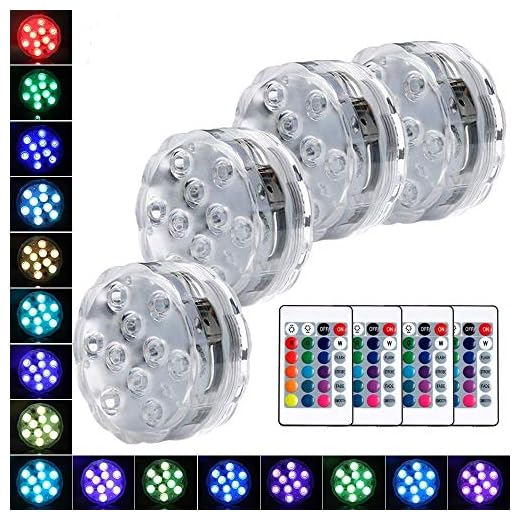 GLODD Submersible Led Lights with 16 Colors Battery Operated Remote Control Fish Bowl Light Perfect Underwater Decorative Lights for Hot Tub, Pond, Pool, Fountain, Waterfall, Aquarium, Party, Vase Bas