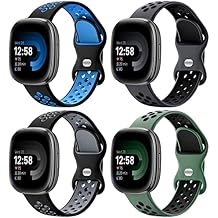 Maledan 4 Pack Sport Band Compatible With Fitbit Versa 3/4 and Sense/Sense 2 Smart Watch, Soft Wristband Replacement Accessories for Women and Men