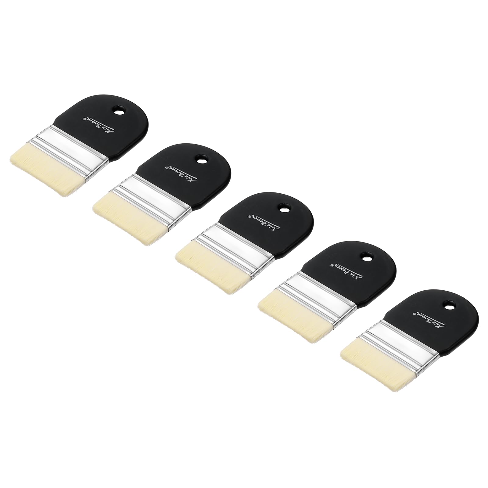 QUARKZMAN 5 Pcs Pennello Piatto Da 3" Di Larghezza, Pennelli Per Pittura Con Setole In Nylon E Manico Corto In Legno Per Acrilico Olio Vernici Acquerello Pittore, Nero
