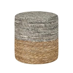 Adeco Runder Pouf Jute Sitzhocker Grau Braun
