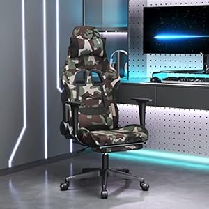 AUUKIJJK Stoelen Swivel Gaming Stoel met Voetsteun Zwart en Camouflage Stof Meubels
