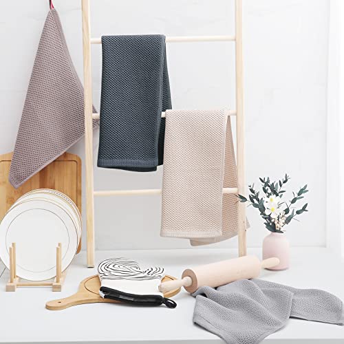 Image of Homaxy 100% Cotton Waffle Weave Kitchen Dish Towels, Ultra Soft Absorbent Quick Drying Cleaning Towel, 13 x 28 Inches, 6-Pack, Dark Grey