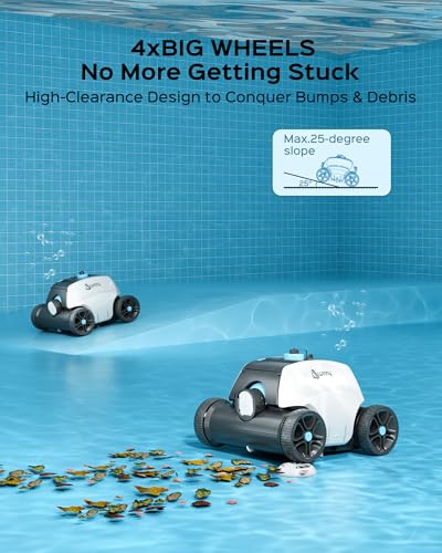 Image of WINNY POOL CLEANER Cordless Robotic Pool Cleaner for Above Ground Pools | 6600mAh Battery ,135Mins Running Time & 55W Strong Suction, Auto‑Parking 185μm Filter Basket,1,350 Sq.Ft,Ease Of Cleaning