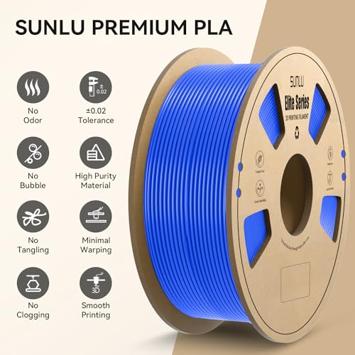 Image of PLA 3D Printer Filament 1.75mm, Fit Most FDM 3D Printers, Neatly Wound, Dimensional Accuracy + /- 0.02 mm, 1kg Spool (2.2lbs), Blue