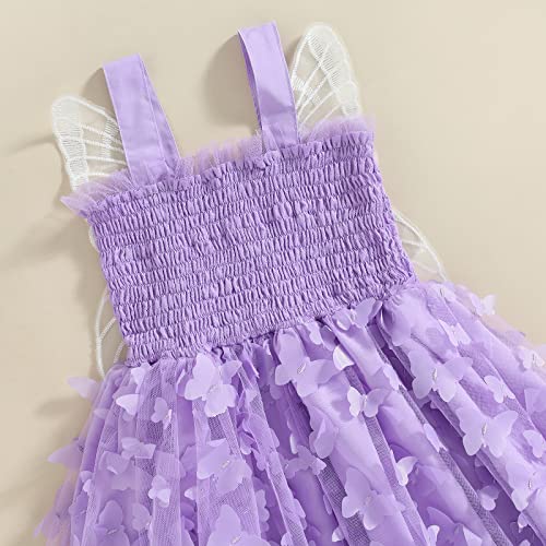 Toddler Baby Girl Butterfly Wings Dress Kids Girls Tulle Butterfly Wing Skirt Princess Sleeveless Birthday Tutu Party Dress (A Purple, 12-18 Months) #TOP4