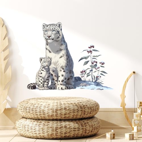 Vinilo Decorativo Leopardo de Nieve Blanca 60x44 cm miniatura 3