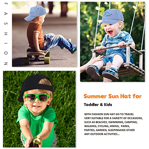 Kids Baseball Hat Toddler Boy Girl Sun Protection Hat Cotton Hats,Sun Hat For Baby Girls Boys Children (2-4 Years, 2Pcs-Black/Blue Dinosaur) #TOP5