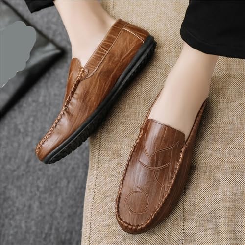 Mens PU Leather Driving Loafers Slip On Lightweight Comfortable Party Casual Shoes Breathable Flexible3