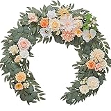 TINGE TIME 5.5FT Artificial Flower Garland Decoration with Scented Card, Eucalyptus Garland with Flo