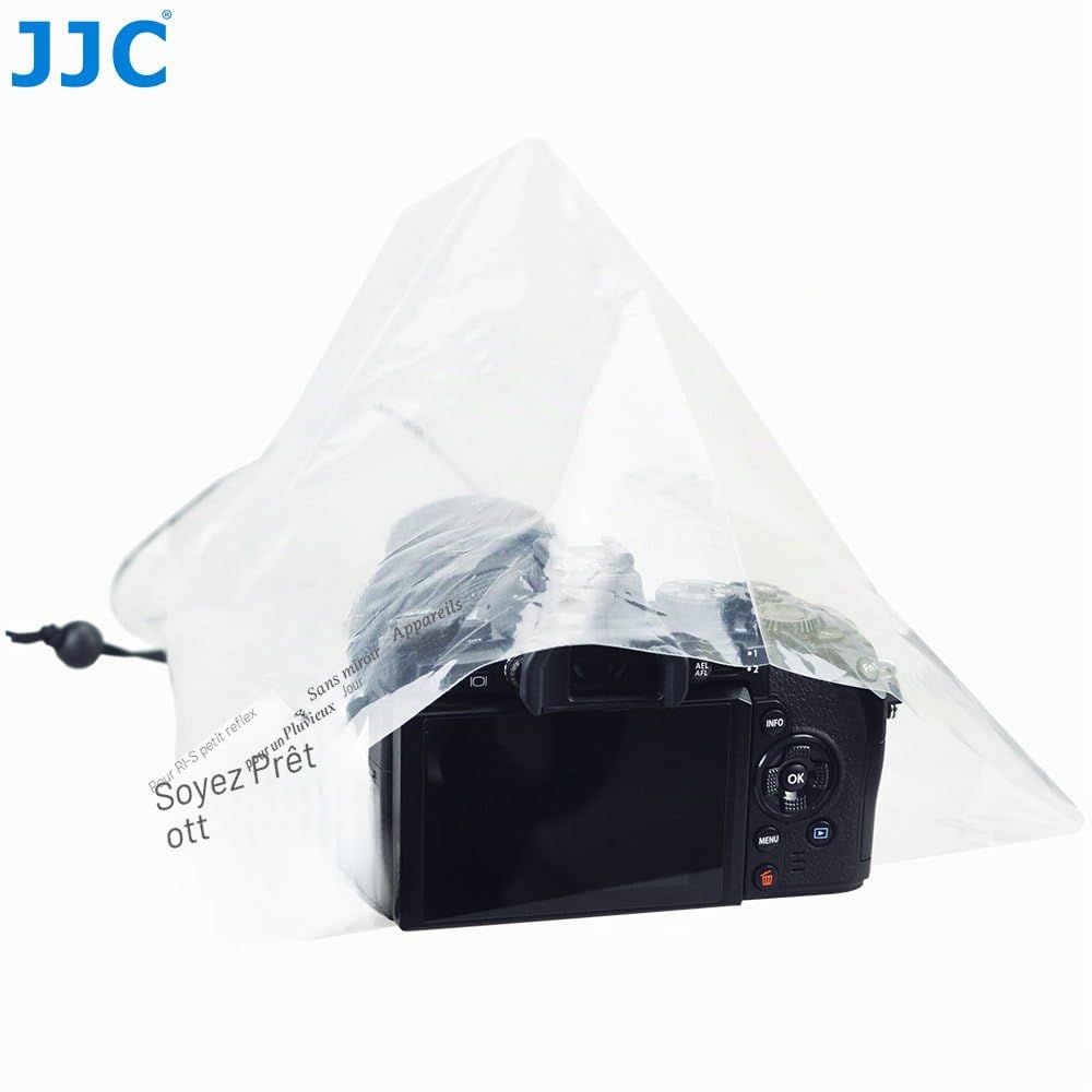 (2 Pack) JJC Housses de Pluie Jetables, Caméra Couverture Housse de Protection pour Appareil Photo Reflex Numérique sans Miroir Transparent