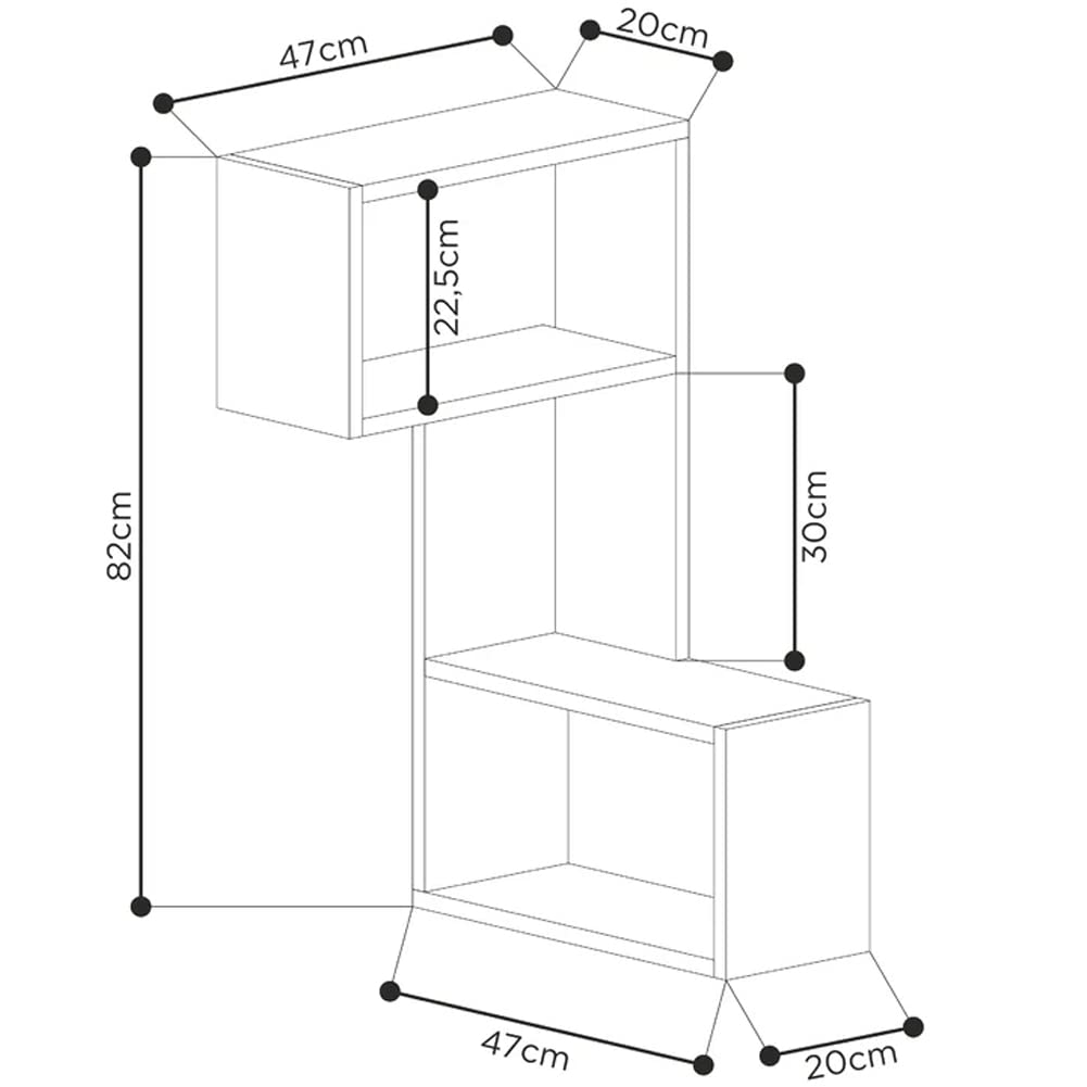 Shally Dogan Mensola a 3 Piani Angolare, Scaffale ad Angolo per Parete, Arredamento Interno, Casa, Ufficio, Organizer Salvaspazio Design Moderno, Dimensioni 47 x 20 x 85H cm (Bianco)