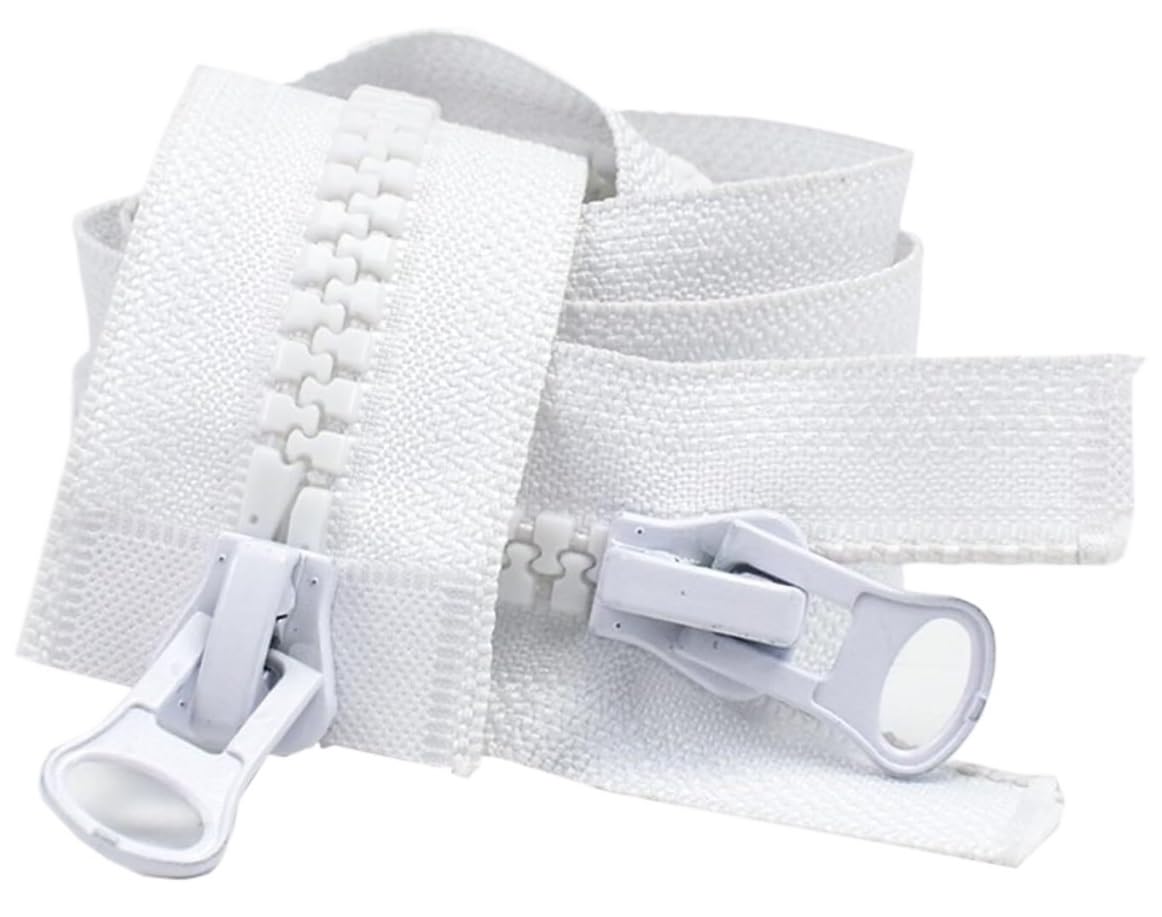 zamki do szycia, 60-250 cm Podwójne suwaki z otwartym końcem, kurtka, płaszcz, namiot, czarne zamki, DIY, szycie, akcesoria odzieżowe(White,120CM)