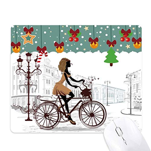 Tapis de souris Bicycle Lady anti-dérapant pour jeu et bureau