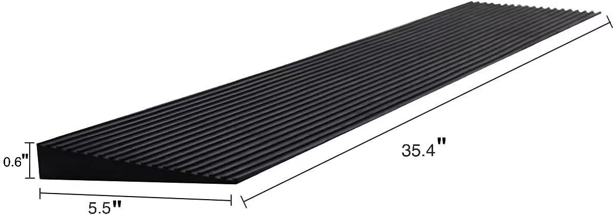 Rampa de umbral de goma sólida de 0.6 pulgadas de ancho antideslizante para sillas de ruedas para puertas de baño, escalones, escaleras, scooters de movilidad para el hogar