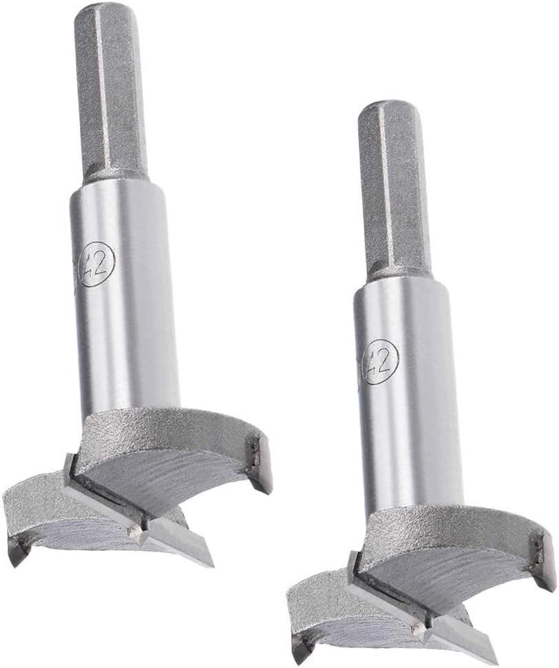 2Pcs Woodworking Hole Opener Drill Bit 42mm Forstner Drill Bits Tungsten Carbide Wood Hole Saw Hinge Drilling Bit Cutter
