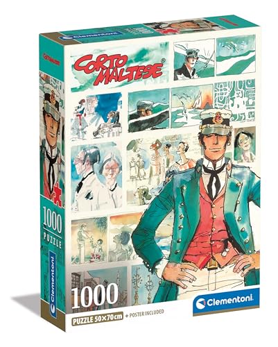 Clementoni, Corto Maltese Maltese, 1000 Pieces, Comic Puzzle, Author Illustrations, Vertical, Fun for Adults Made in Italy