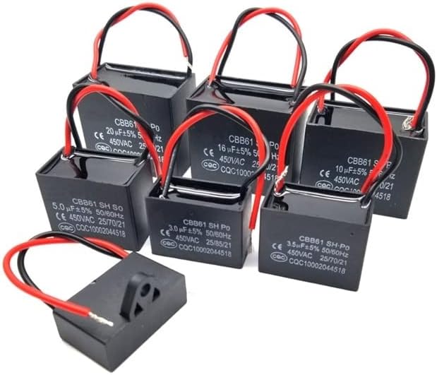 CBB61 450V 1UF 1.2UF 1.5UF 2UF 2.5UF 3UF 3.5UF 4UF 4.5UF 5UF 8UF 10UF 18UF 20UF 25UF Terminal Ceiling AC Fan starting capacitor (Size : 1.5uF)