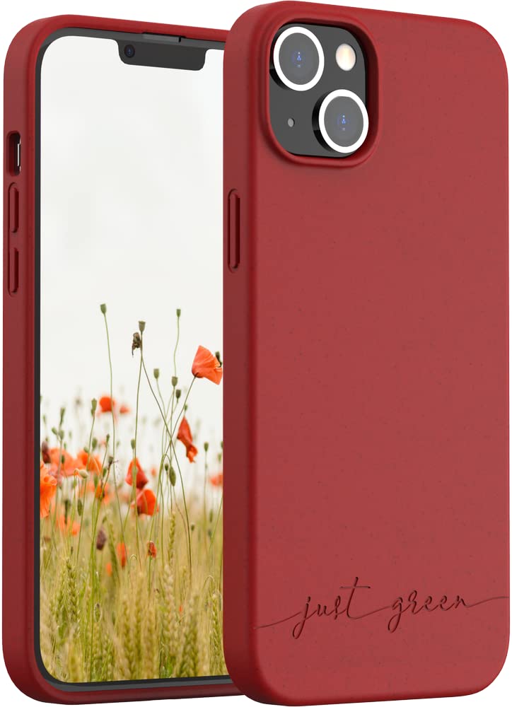 Just GreenForce iPhone 14 Plus Phone Case, Eco-Designed Shell with Bioplastic and Bamboo Fibers, Optimal Protection, Recyclable Packaging, Natural Red