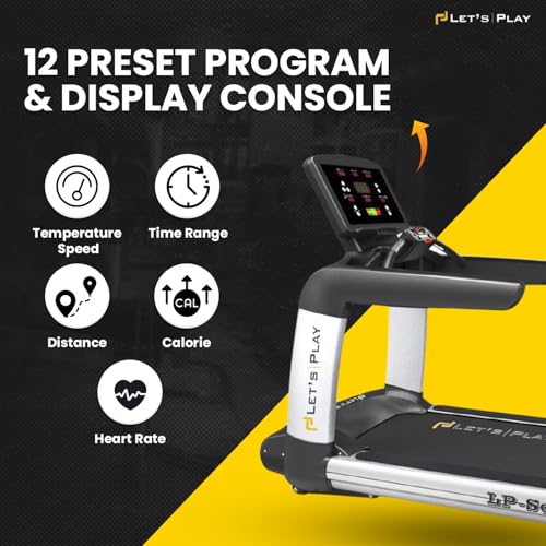 Image of Let's Play Solitaire Commercial Treadmill for Gym and Home Use | 8HP Peak AC Motor Running Machine | Top Speed 20Km /hr | Durable Heavy-Duty Design with Advanced Features for Cardio and Fitness
