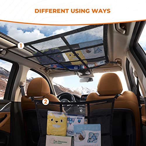 Car Ceiling Cargo Net Pocket, 32"X 22" Adjustable Car Suv Roof Net Storage Bag Organizers Storage Net,Truck Travel Long Road Trip Camping Interior Accessories #TOP6