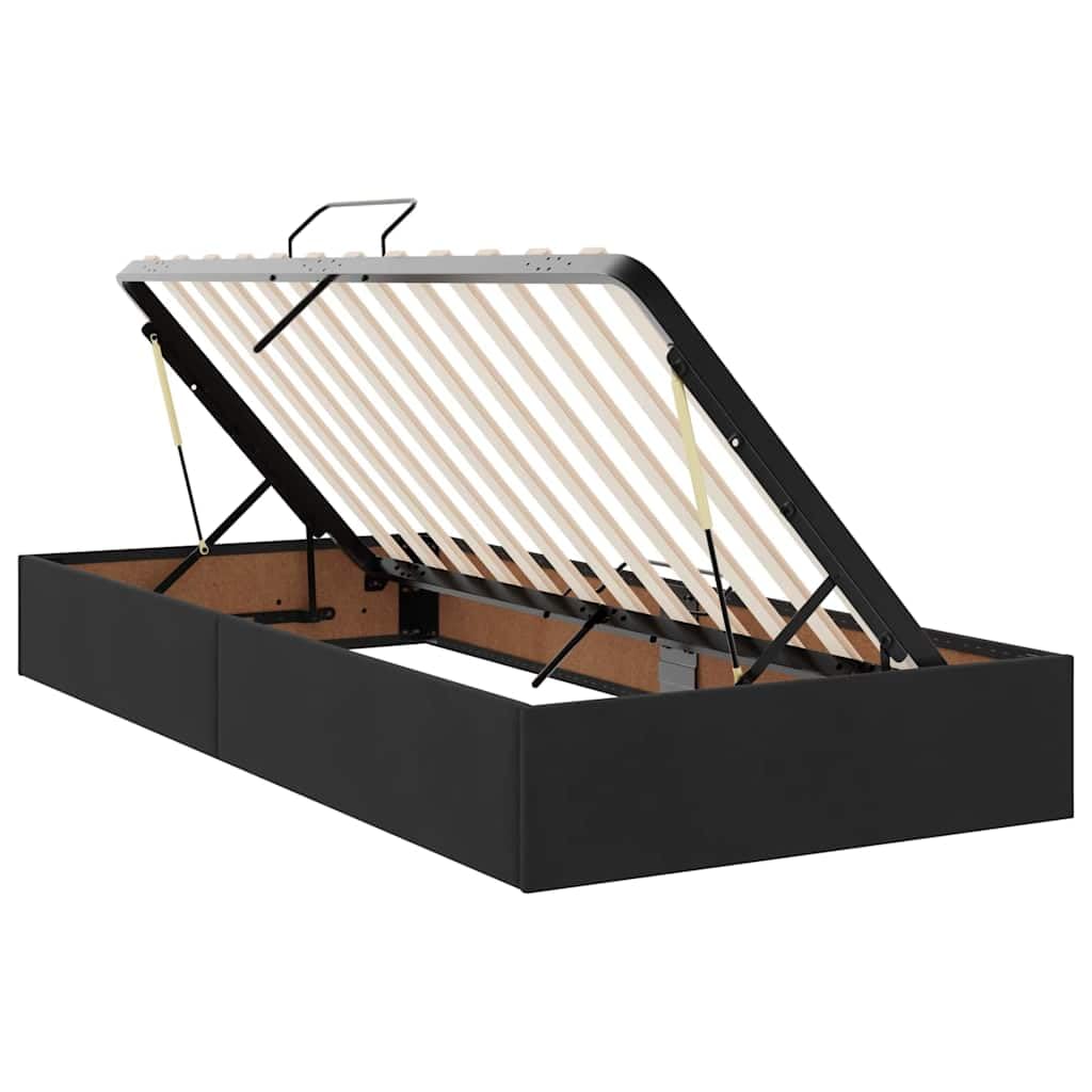 Cama de almacenamiento LED con colchón, 100 x 200 cm, terciopelo negro, cabecero ajustable, tira LED USB, cama de almacenamiento, colchón de muelles ensacados para la comodidad del dormitorio