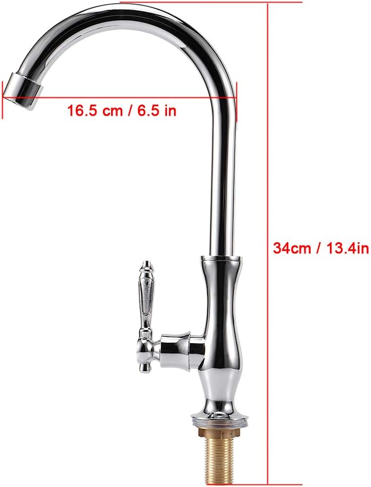 Kitchen Sink Faucets, G1/2in Male Thread Silver Zinc Alloy Kitchen Faucet Basin Sink Water Tap for Home Use