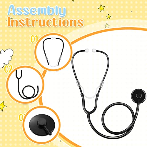 Hanaive 30 Pack Kids Stethoscope Toy Disposable Stethoscope Bulk Real Working Nursing Doctor Pretend Game Nurse Costume Accessories for Kids School Career Day Grad Party(Black) - Thumbnail 3