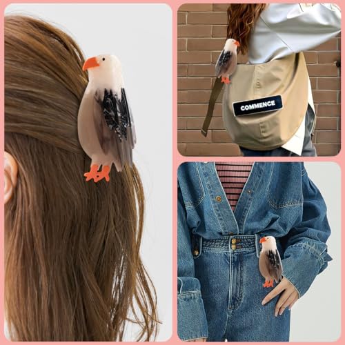 Personalized Acetate Owl Hair Claw - Gray Owl Design, Durable & Stylish Hair Clip for All Hair Types, Safe & Textured Acetate Material