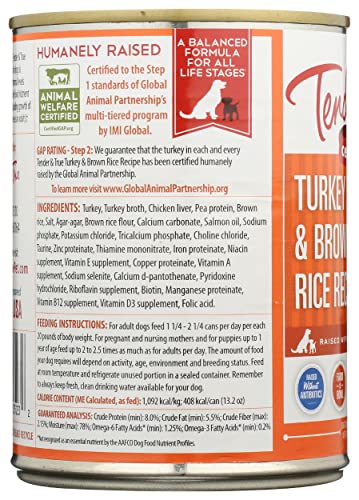 Tender And True Pet Food, Dog Food Can Abf Wet Turkey Brown Rice, 13.2 Ounce #TOP2