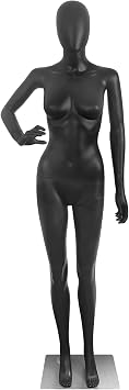 Black Female Mannequin Full Body Mannequins Torso Dress Form Sewing Dress Model 70 Inches Adjustable Mannequins Clothing Form Plastic Detachable Mannequin Stand Realistic Display Mannequins