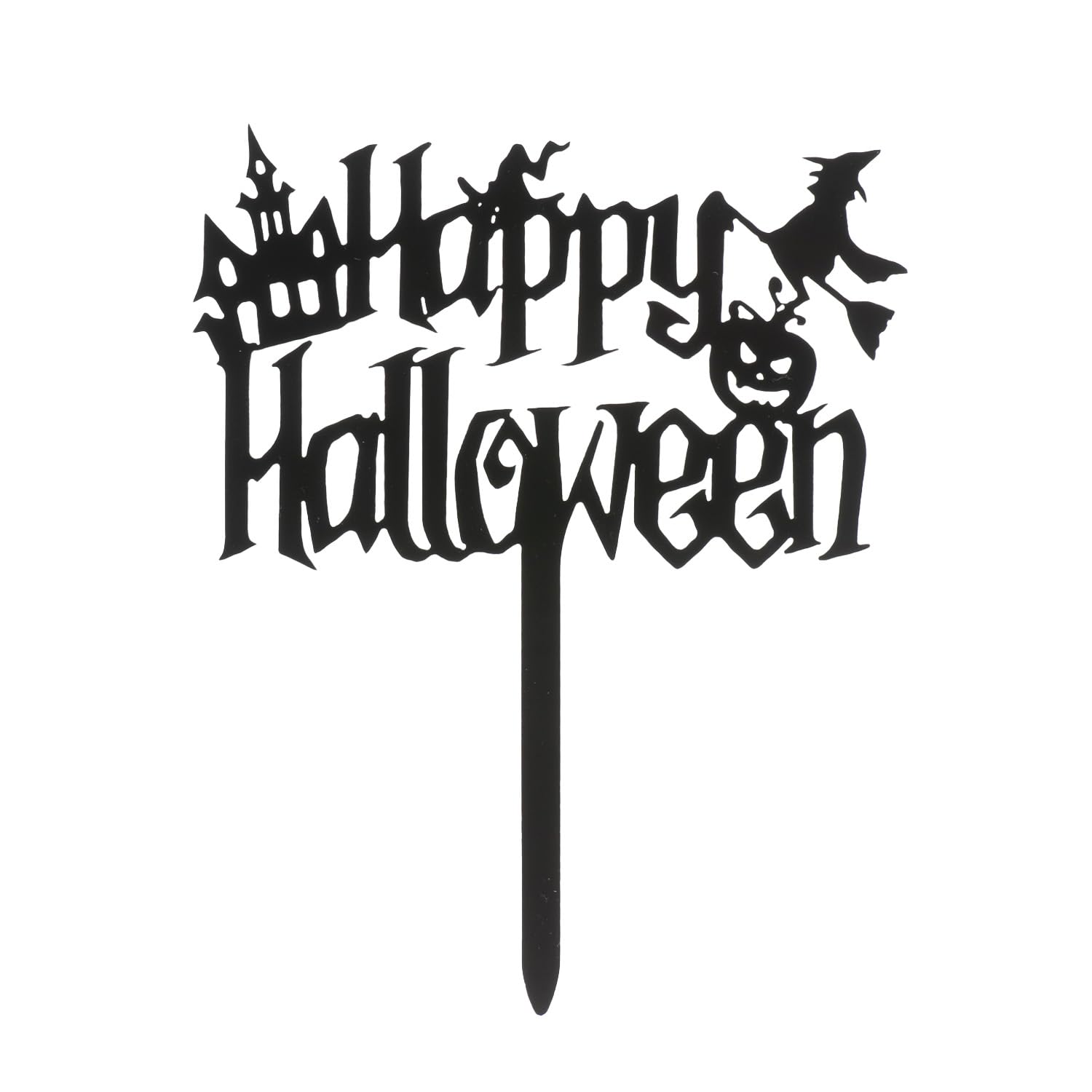 dekora - Halloween Cake Topper, Black plastic topper to decorate cakes, 10x11cm, Halloween Party Decoration