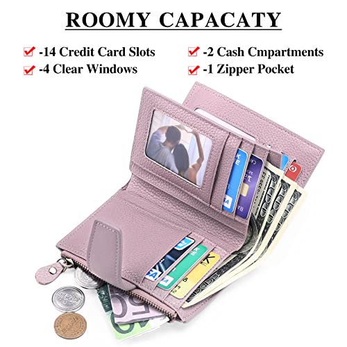 Image of FALAN MULE Small Wallet for Women Leather Bifold Compact RFID Blocking Small Womens Wallet Purse