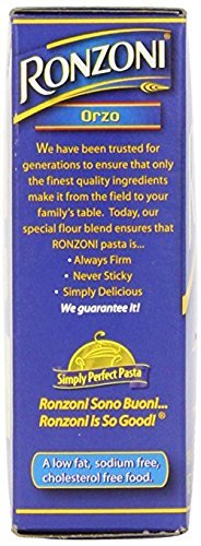 Ronzoni Orzo Enriched Macaroni Non GMO 16 Oz. Pack Of 3.