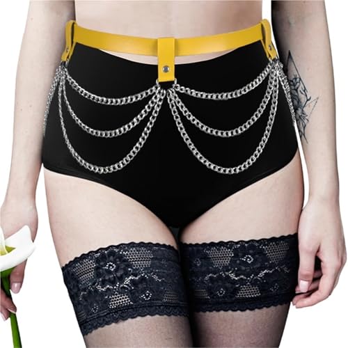 Young Chii Punk Women Leather Belts Body Chain Thigh Harness BDSM Bondage Lingerie Goth Garter Belt Accessories4